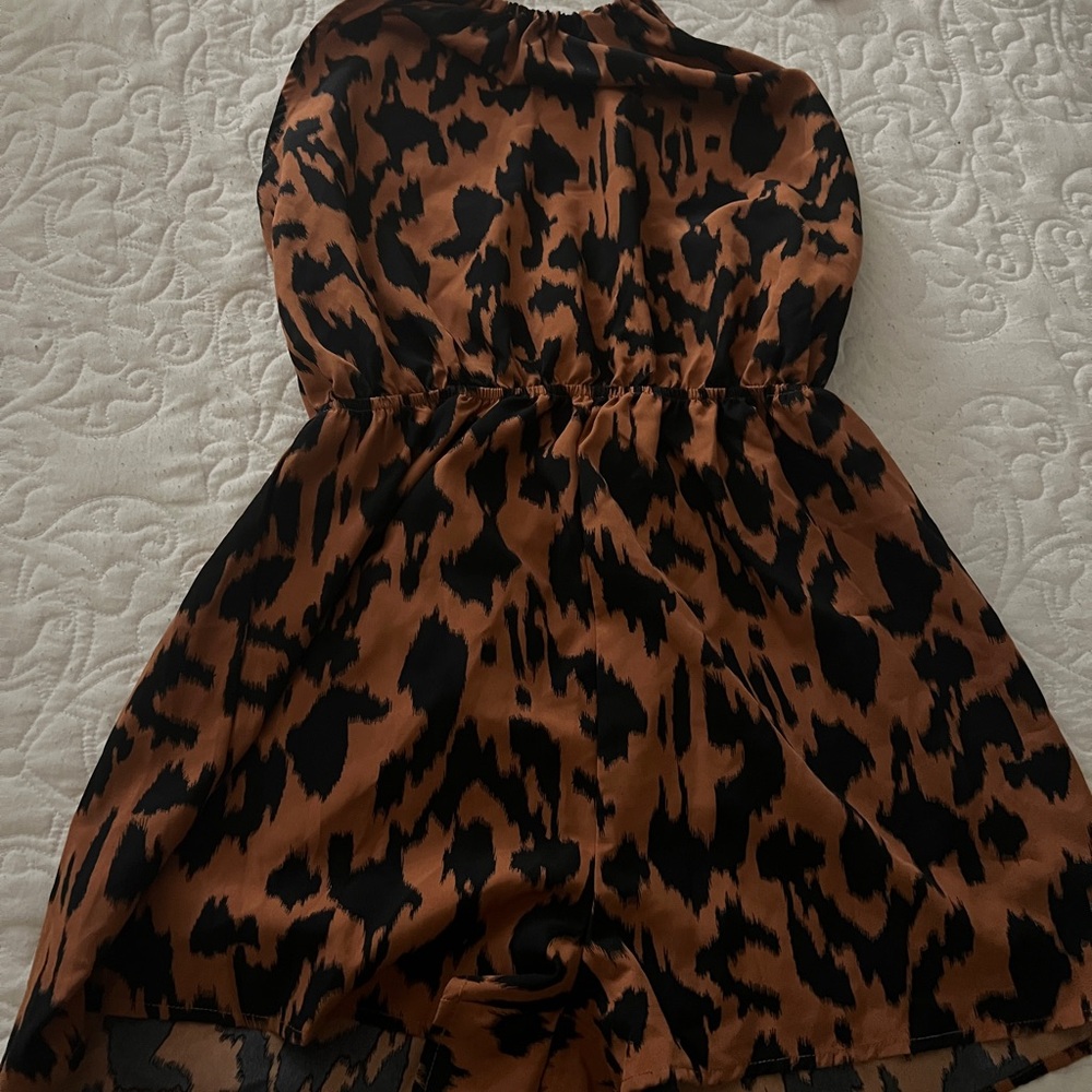 Leopard Print Neck Strap Jumpsuit